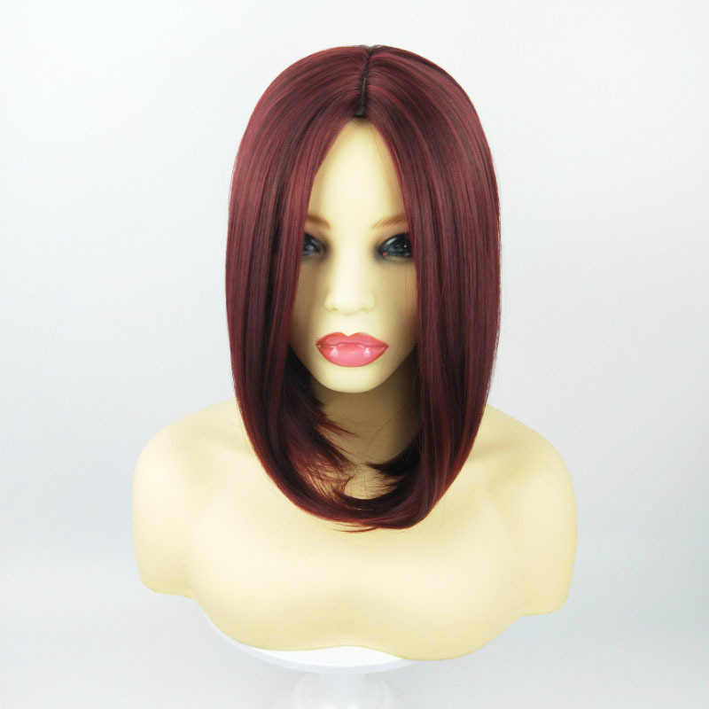 Short Bob Wig with Side-Swept Bangs for Women