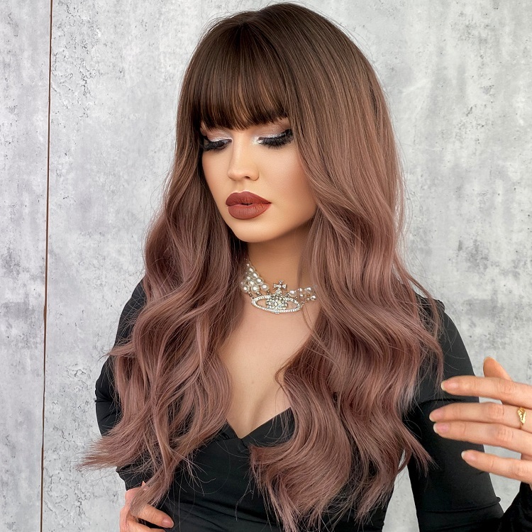 Wavy Bangs Long Curly Wig