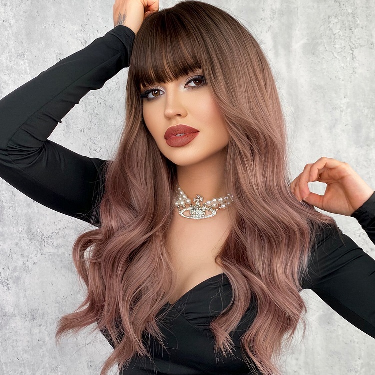 Wavy Bangs Long Curly Wig