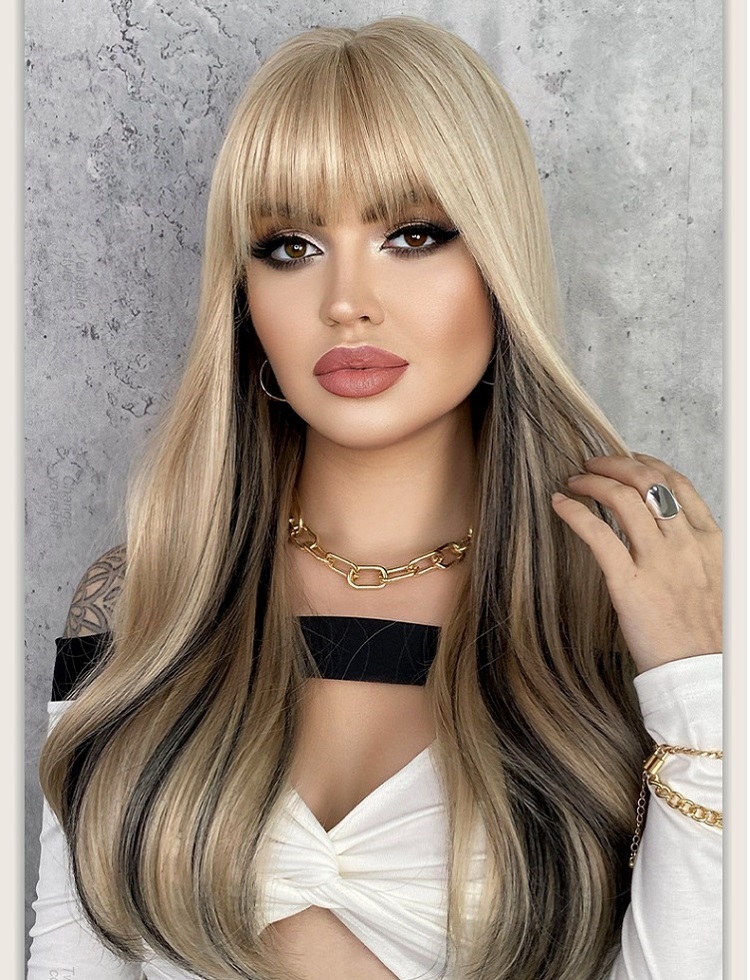 Long Curly Wig with Highlights