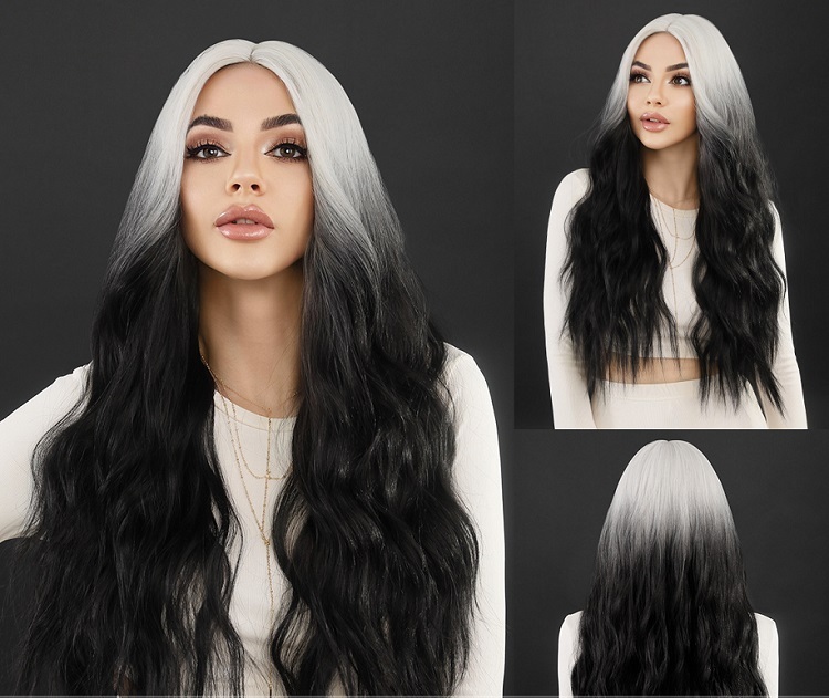 Center Part Long Curly Wig