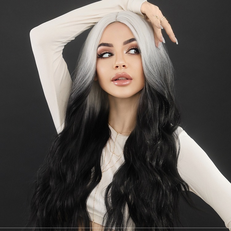 Center Part Long Curly Wig