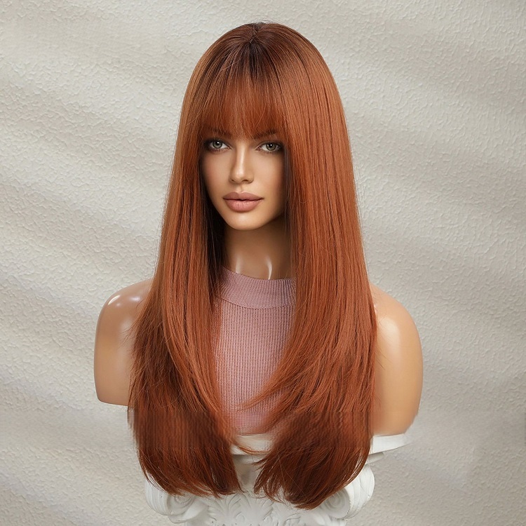 Orange Long Straight Wig