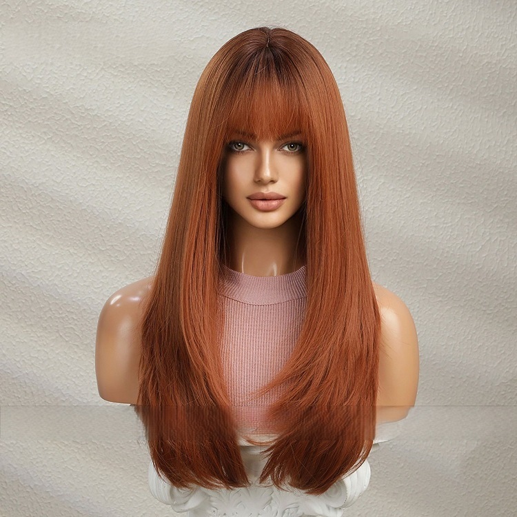 Orange Long Straight Wig