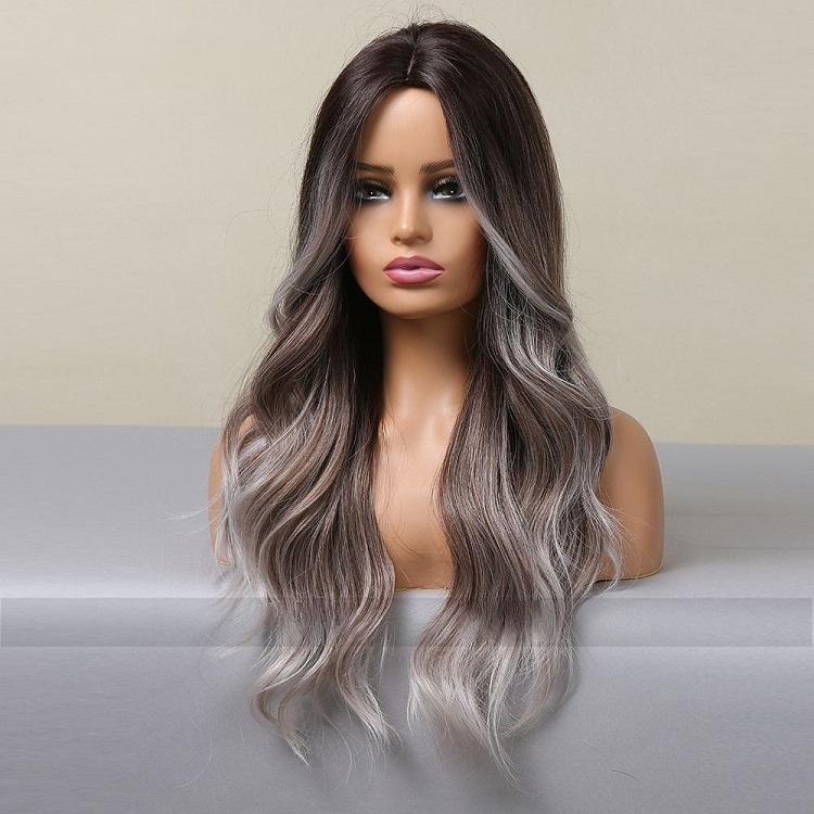 Gray Gradient Big Waves Wig