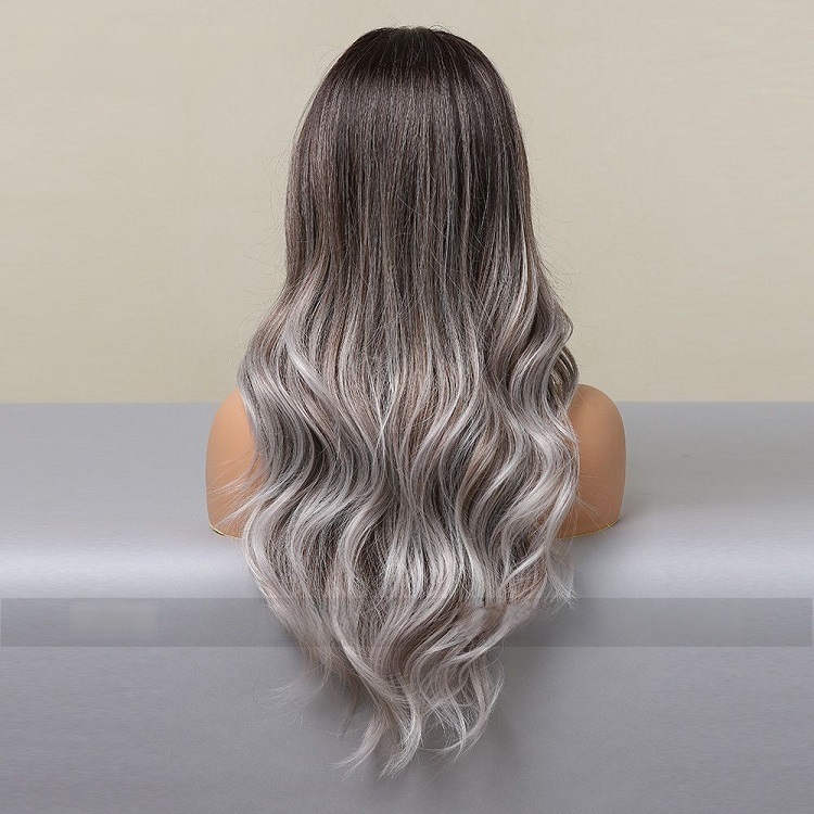 Gray Gradient Big Waves Wig