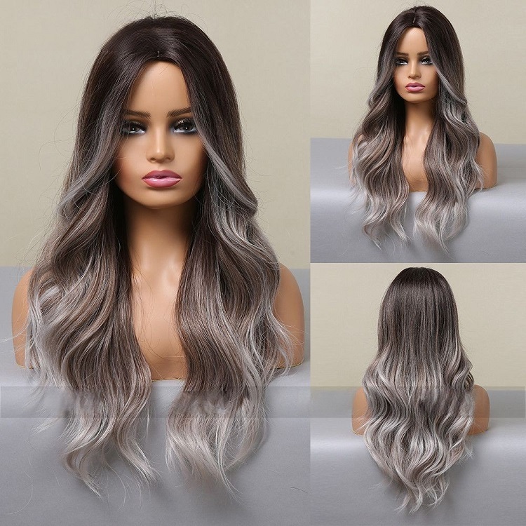 Gray Gradient Big Waves Wig