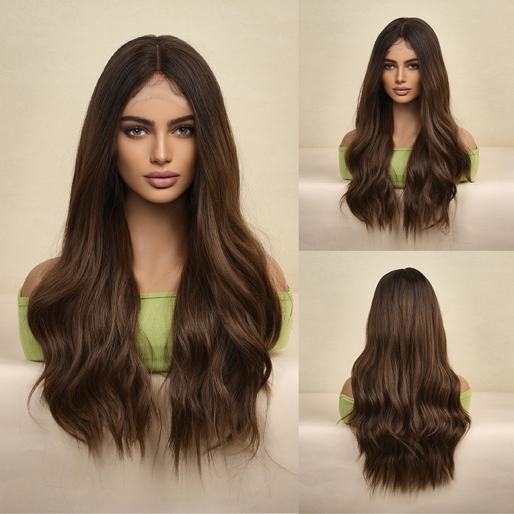 Brown Long Curly Lace Wig