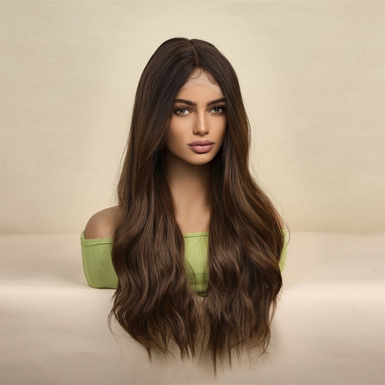 Brown Long Curly Lace Wig