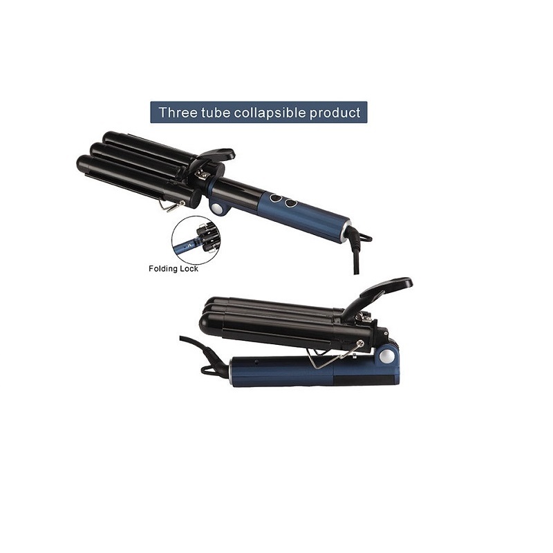Collapsible 3 Barrel Curling Iron
