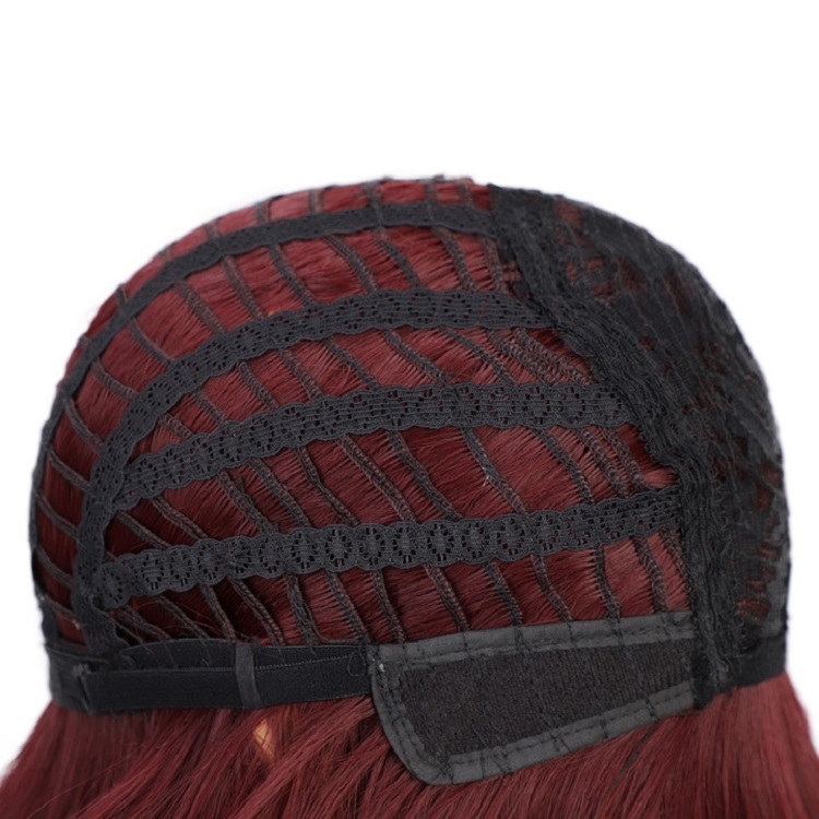 Long Curly Wine Red Wig