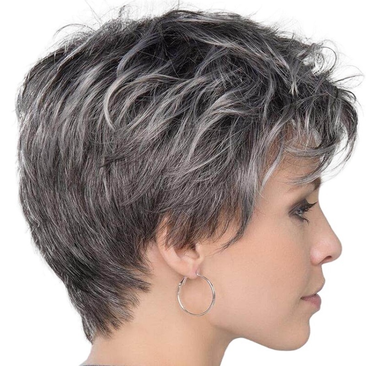 Short Ombre Grey Curly Wigs