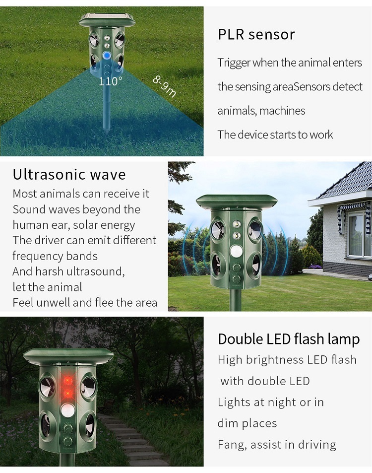 Outdoor Solar Ultrasonic Animal Repellent