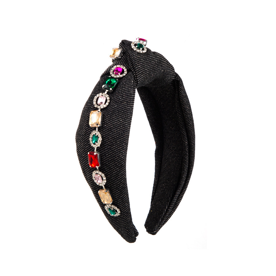 Baroque Rhinestone Denim Knot Headband