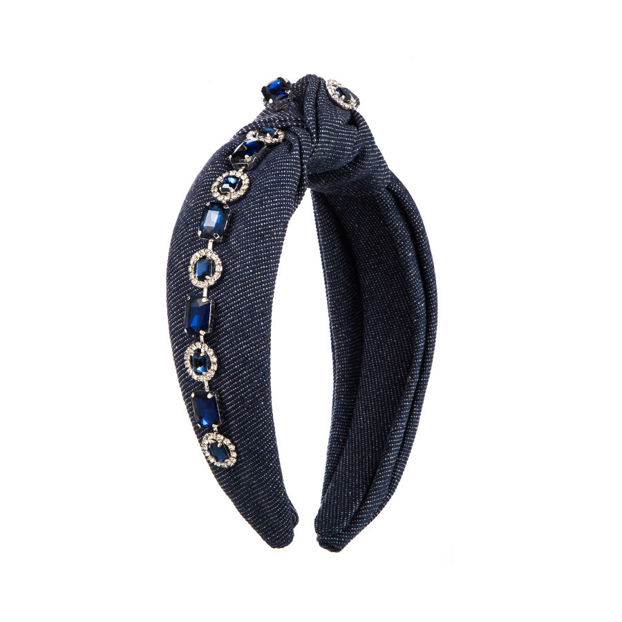 Baroque Rhinestone Denim Knot Headband