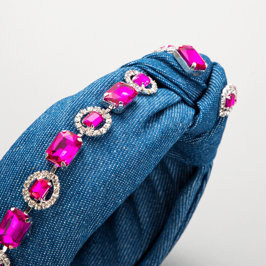 Baroque Rhinestone Denim Knot Headband