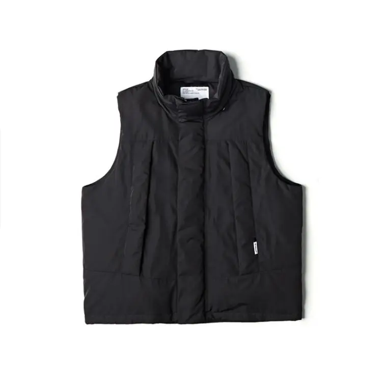 Coffee Longline Quilted Stand Collar Puffer Vest