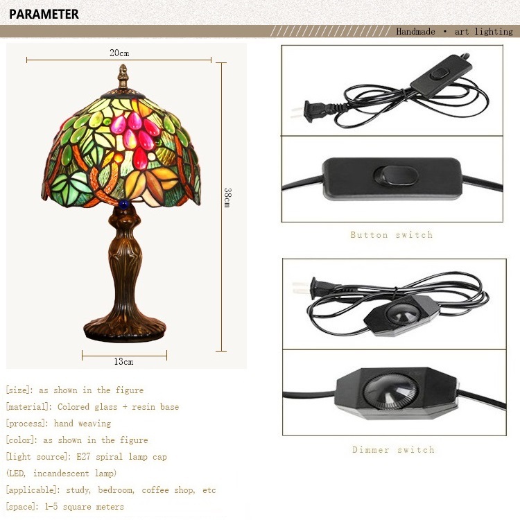 Tiffany Grape Glass Table Lamp