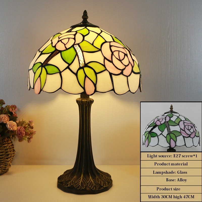 Tiffany Pink Rose Table Lamp