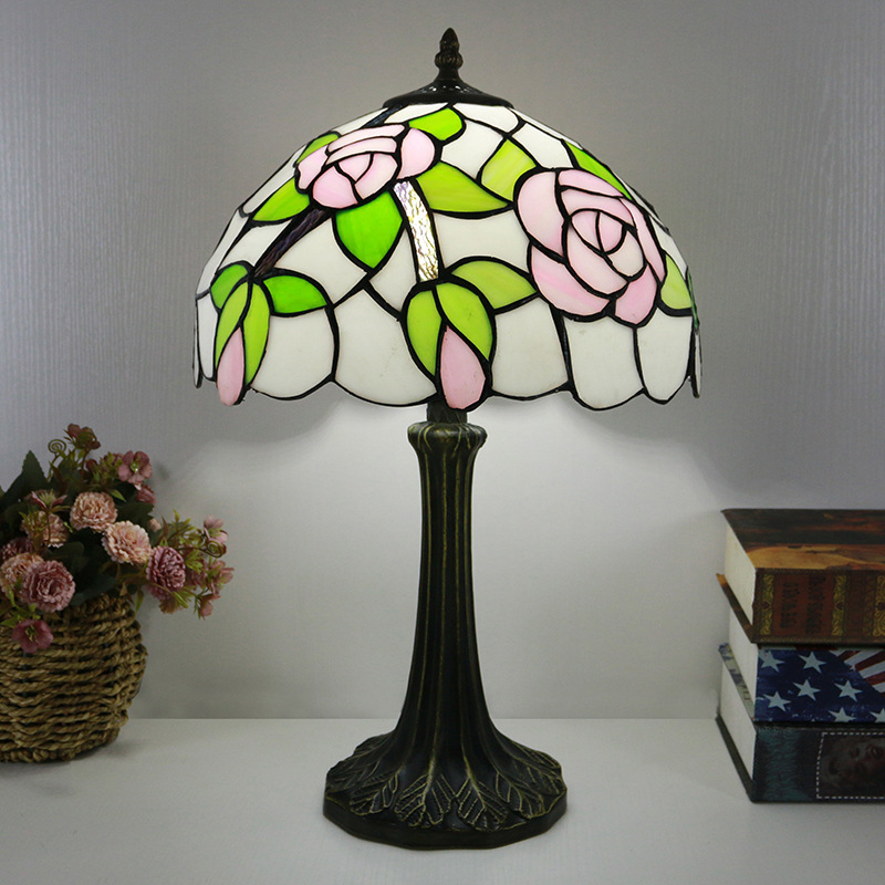 Tiffany Pink Rose Table Lamp