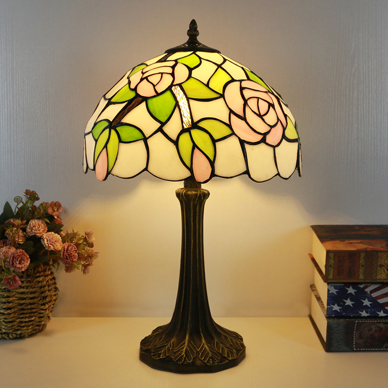 Tiffany Pink Rose Table Lamp