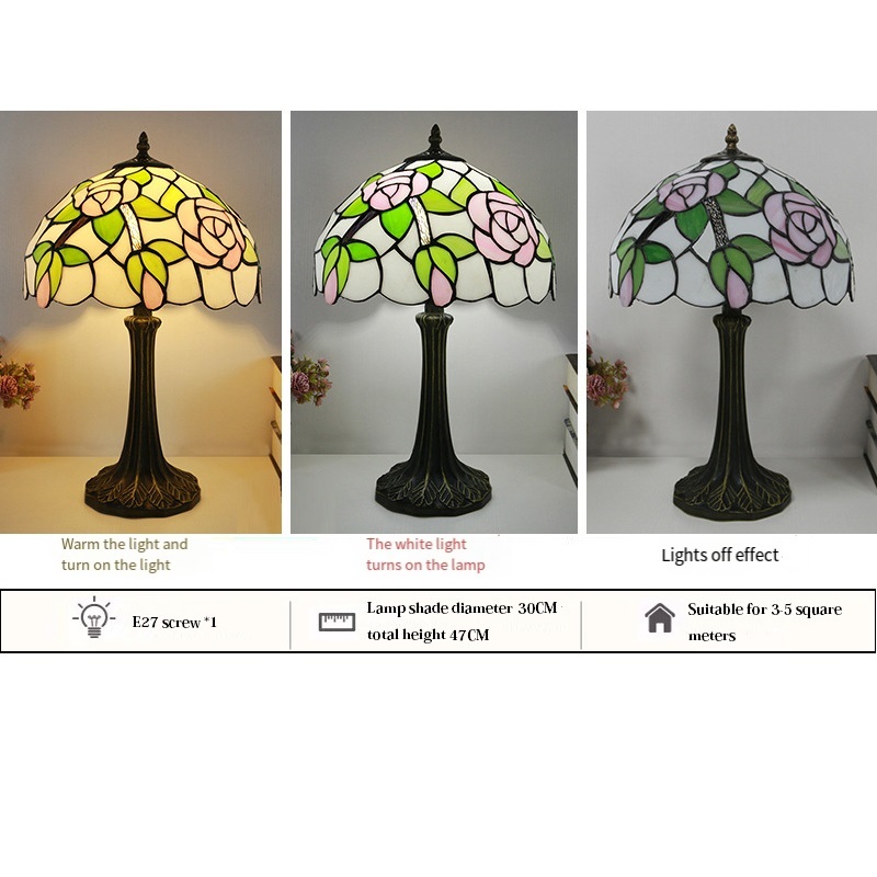 Tiffany Pink Rose Table Lamp