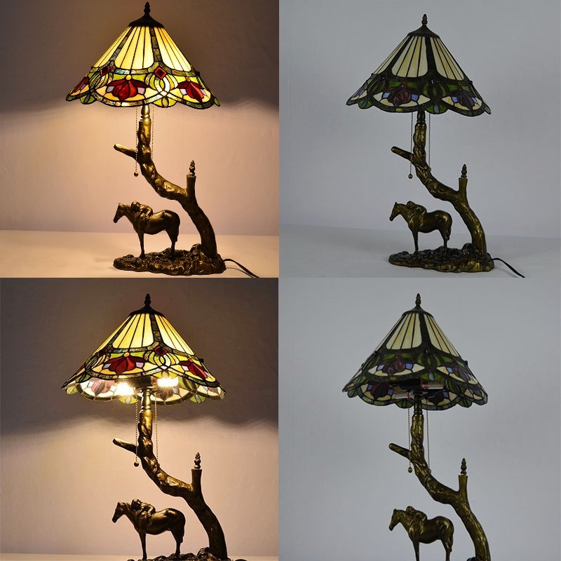 Vintage Tiffany Glass Desk Lamp