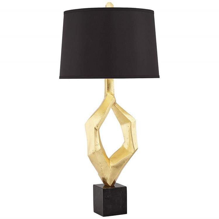 Gold Leaf Marble Table Lamp