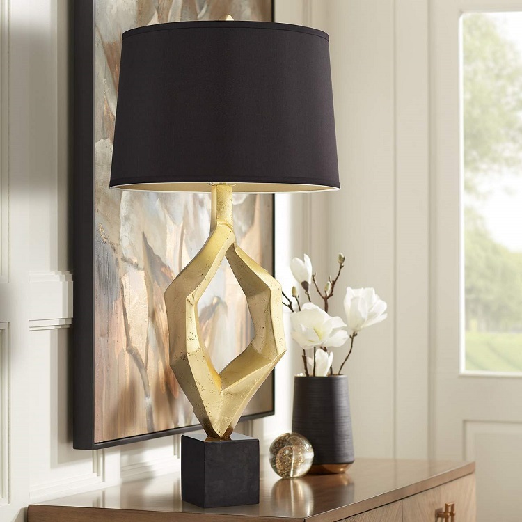 Gold Leaf Marble Table Lamp