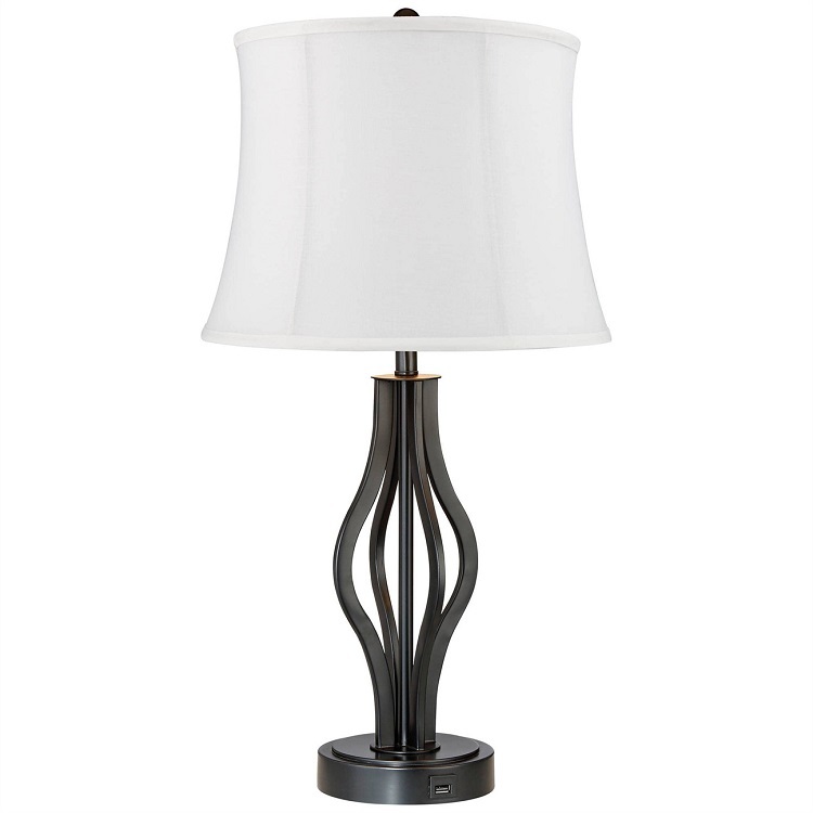 Rustic Metal USB Table Lamp