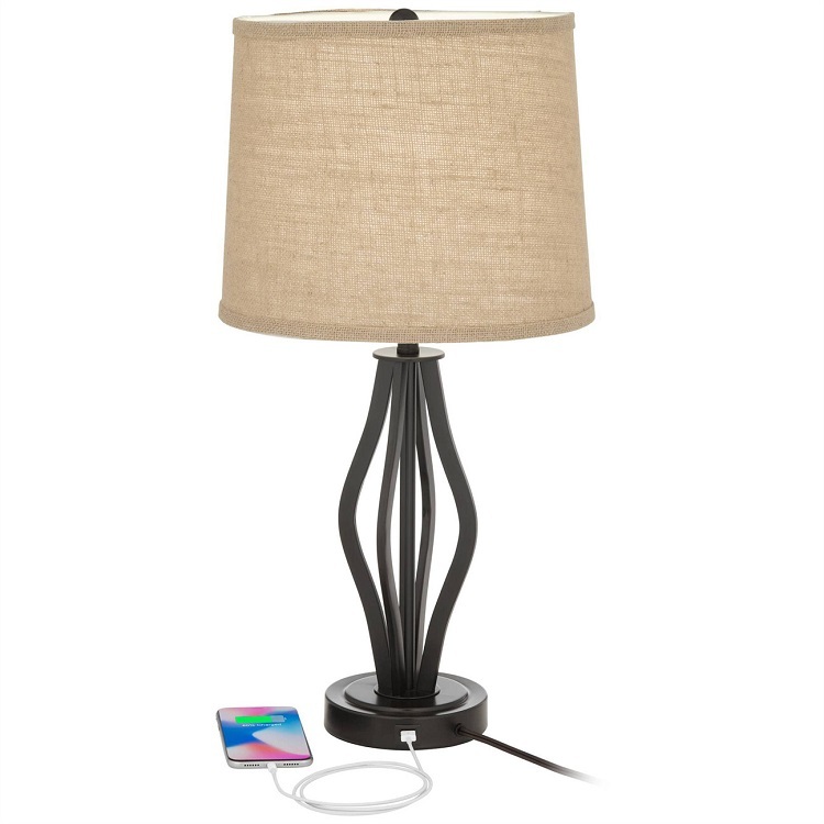 Rustic Metal USB Table Lamp