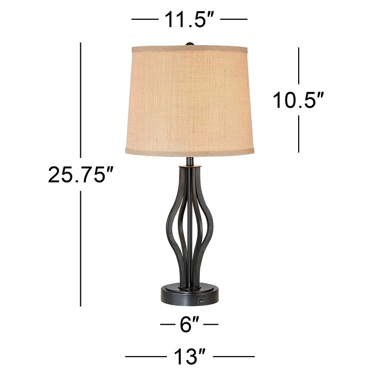 Rustic Metal USB Table Lamp