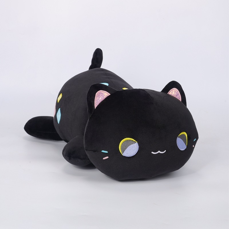 Black patch cat pillow