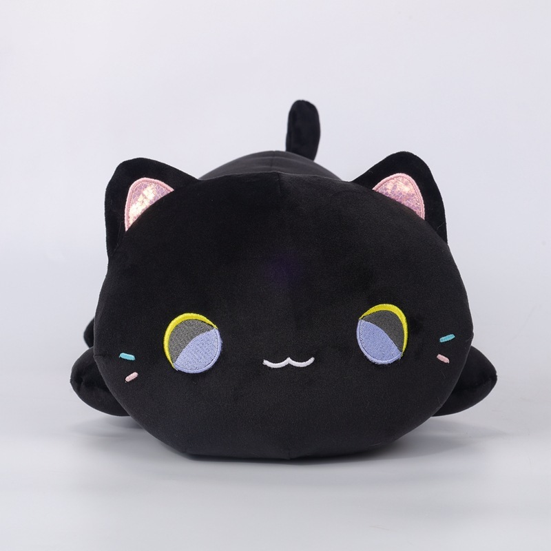 Black patch cat pillow