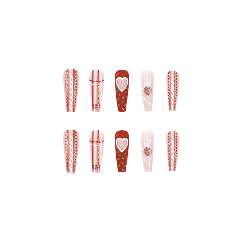 Christmas Red Long Fake Nails