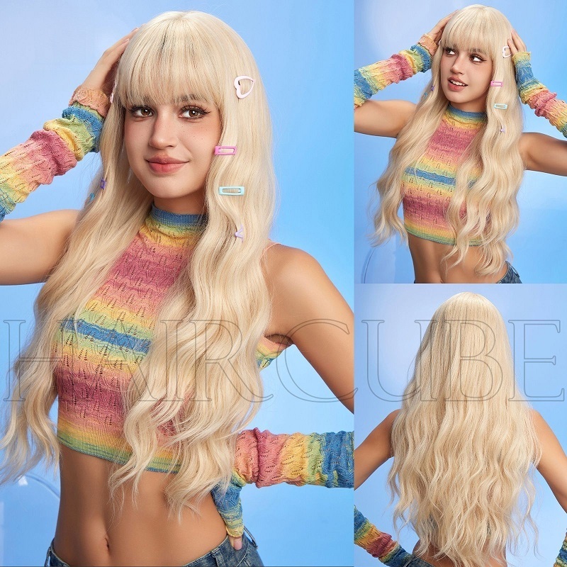 Light Yellow Long Curly Wig