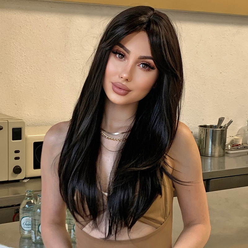 Black Long Straight Synthetic Wig