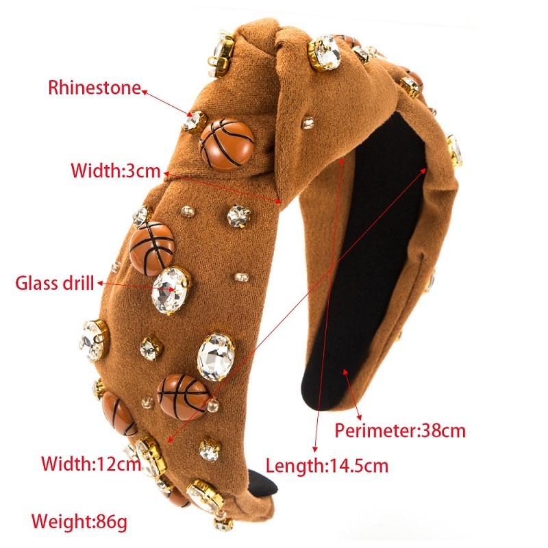 Basketball Rhinestone Plush Headband