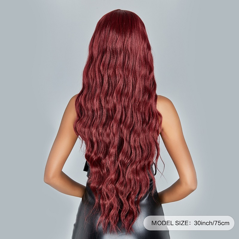 Wine Red Big Wavy Lace Wig