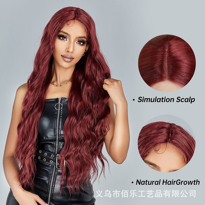 Wine Red Big Wavy Lace Wig