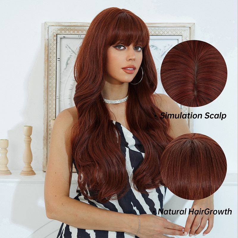 Burgundy Wavy Curly Wig