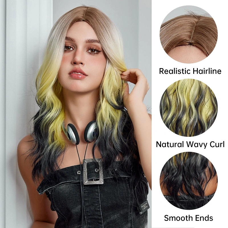Tri Color Color Wig Multi-Color Long Curly Wig