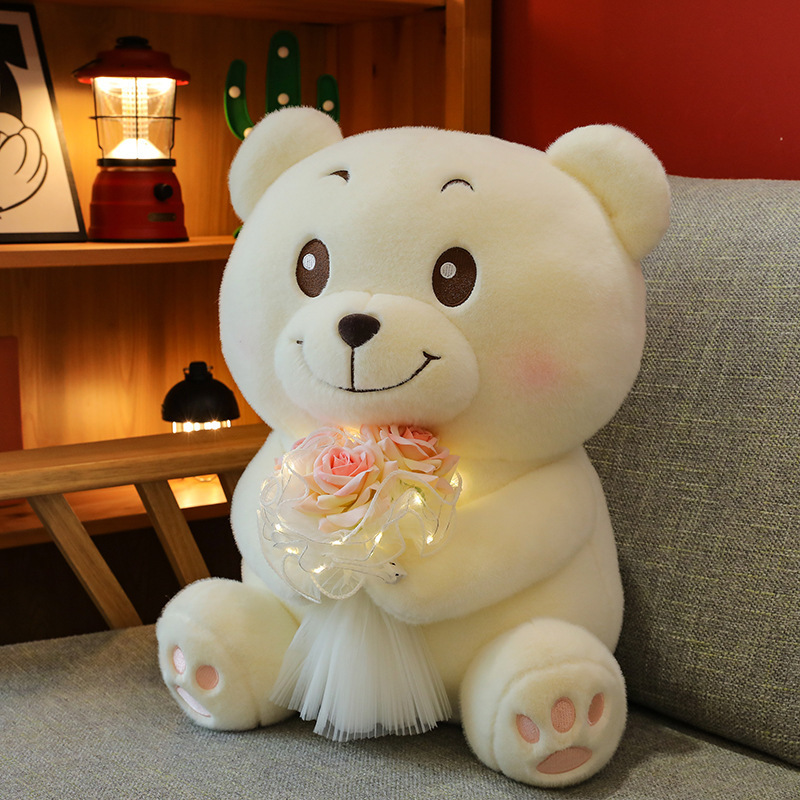 Holding the Rose Bear Plush Doll