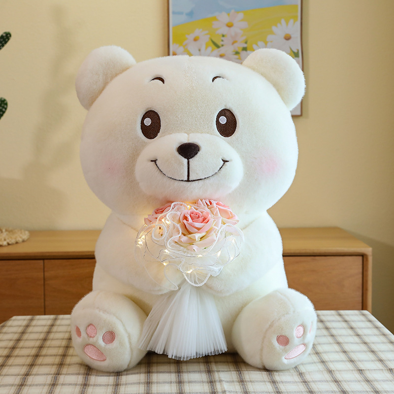 Holding the Rose Bear Plush Doll