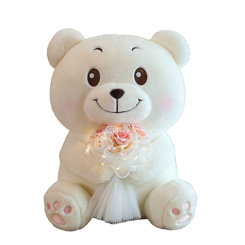 Holding the Rose Bear Plush Doll