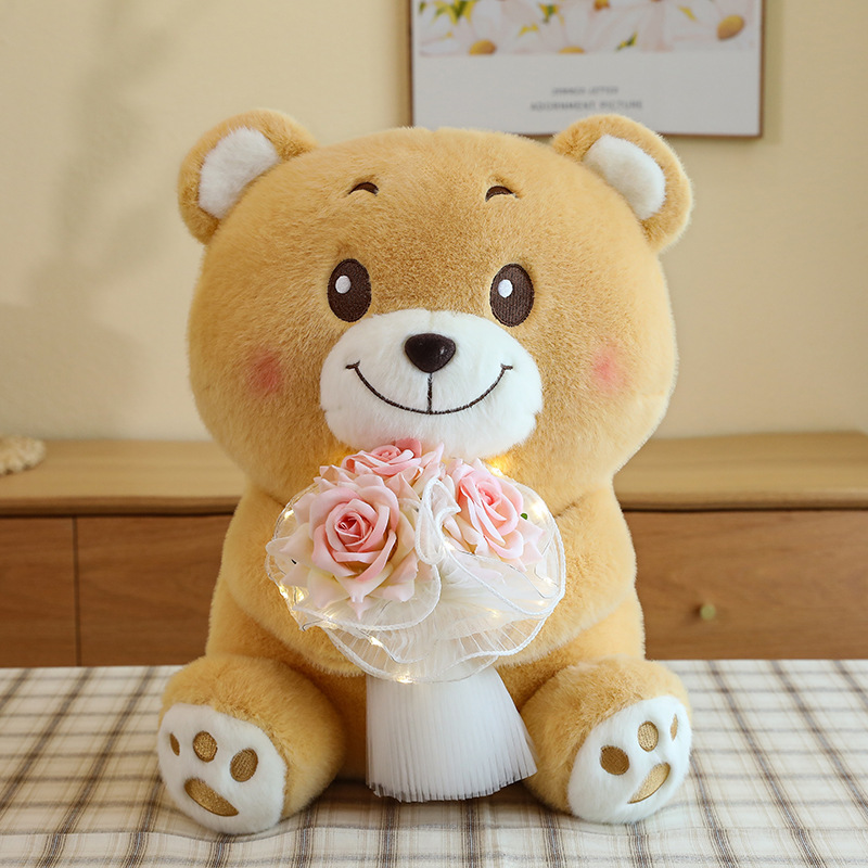 Holding the Rose Bear Plush Doll