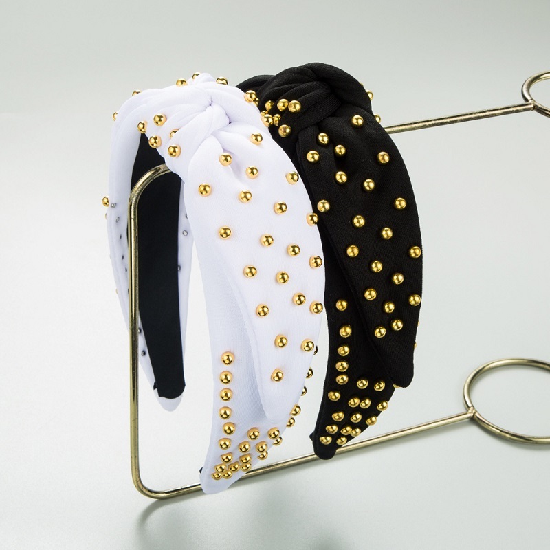 Golden Pearl Wide Knot Headband