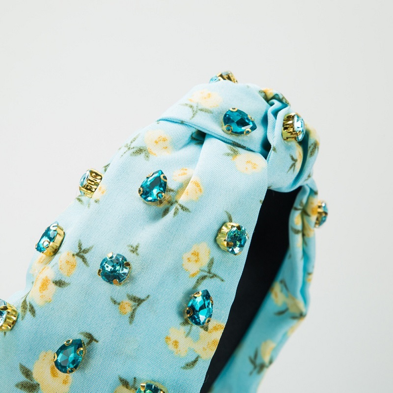 Floral Print Rhinestone Headband