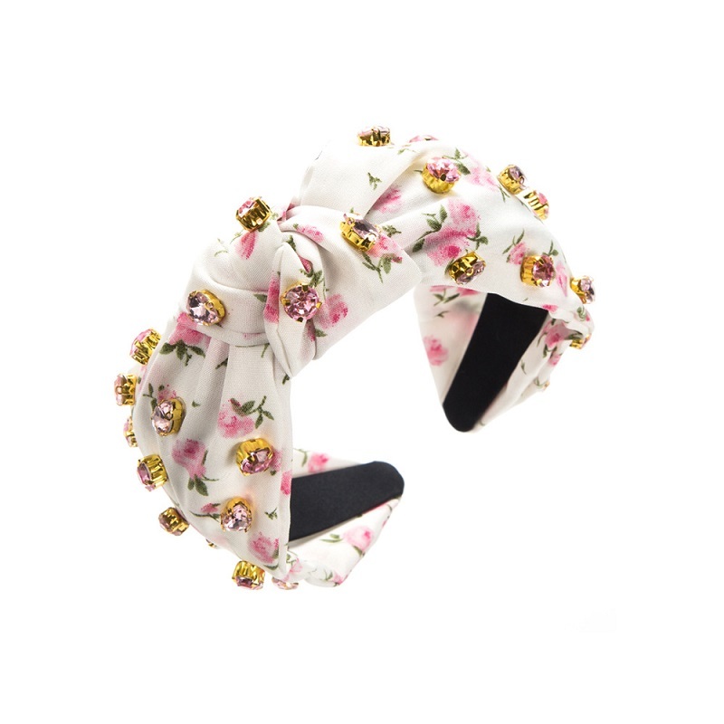 Floral Print Rhinestone Headband