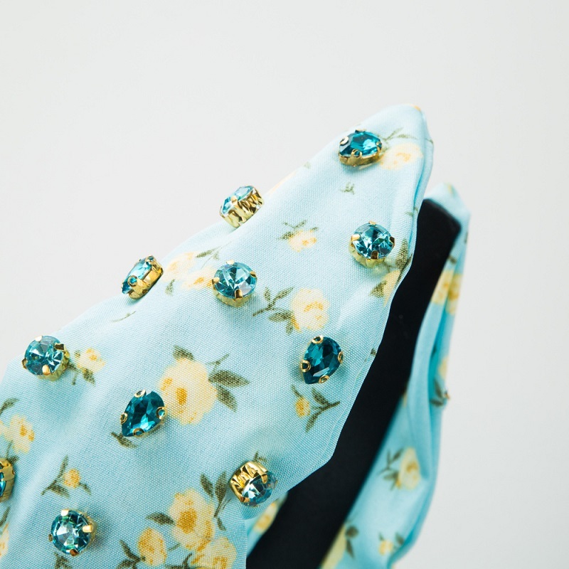 Floral Print Rhinestone Headband